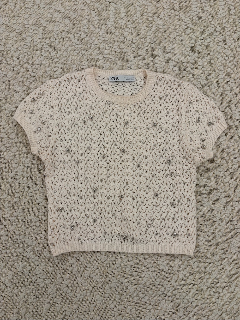 Zara White Top with Silver Embellishments
